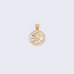 14K Divino Niño Diamond-Cut Medallion Charm in 10K Tri-Tone Gold with Cubic Zirconia 14K Divino Niño Diamond-Cut Medallion Charm in 10K Tri-Tone Gold with Cubic Zirconia