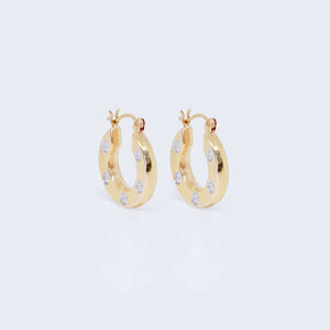 14K Gold Two Tones Thick Hoop Earrings 14K Gold Two Tones Thick Hoop Earrings