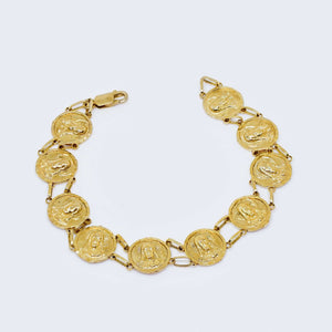 14K Gold Christ Face Round Charms Bracelet 14K Gold Christ Face Round Charms Bracelet