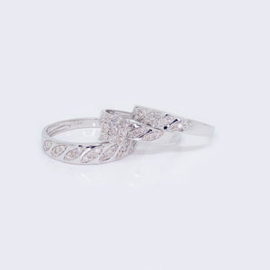 14K White Gold 1.08ct Natural Diamond Cluster Engagement Trio Set 14K White Gold 1.08ct Natural Diamond Cluster Engagement Trio Set