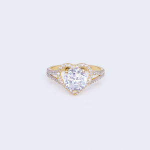 14K Heart Design Engagement Ring with Zirconia Stones 14K Heart Design Engagement Ring with Zirconia Stones