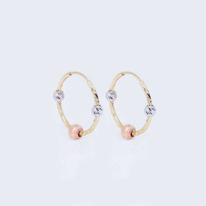 14K Gold Three Tones Hoop Earrings 14K Gold Three Tones Hoop Earrings