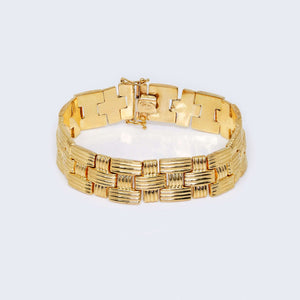 14K Gold Chunky Watch Link Wristband Bracelet 14K Gold Chunky Watch Link Wristband Bracelet
