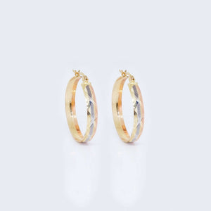 14K Gold Two Tones Thick Hoop Earrings 14K Gold Two Tones Thick Hoop Earrings