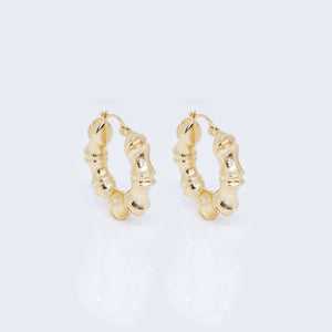 14K Gold Crunchy Donuts Hoop Earrings 14K Gold Crunchy Donuts Hoop Earrings