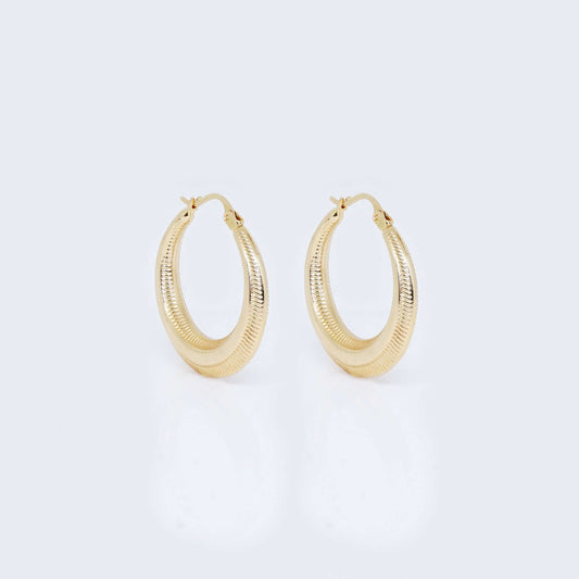 14K Gold Thick Classic Hoop Earrings