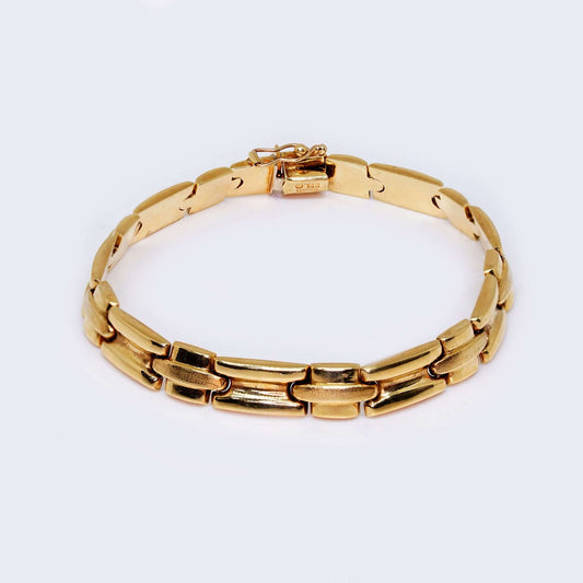 14K Gold Solid Railroad Link Bracelet