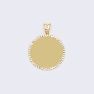 14K Chunky CZ Round Memory Picture Charm 14K Chunky CZ Round Memory Picture Charm