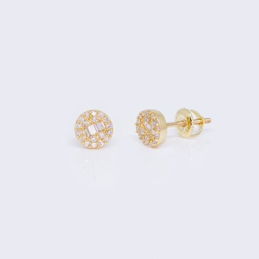 14K Round Cluster 0.18ct Diamond Stud