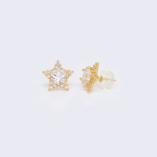 14K Star Cubic Zirconia Stud Earrings