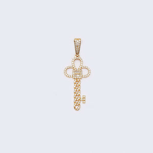 14K Gold Key Cubic Zirconia Pendant Charm 14K Gold Key Cubic Zirconia Pendant Charm
