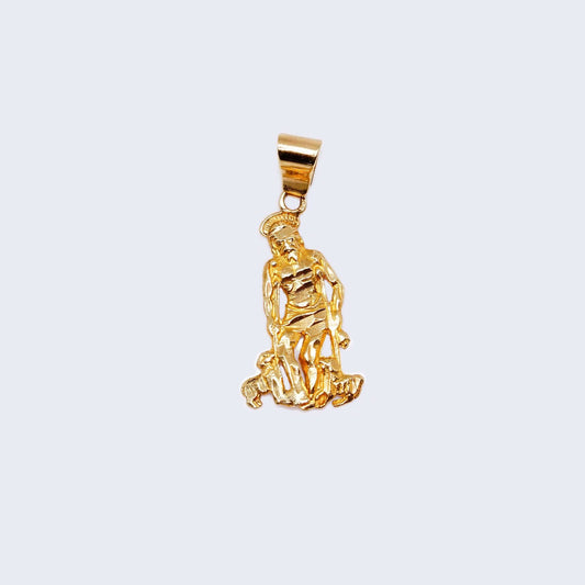 14K Gold Saint Lazarus Charm Pendant