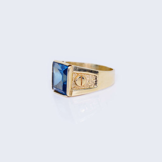 14K AQUA MARINA YELLOW GOLD RING
