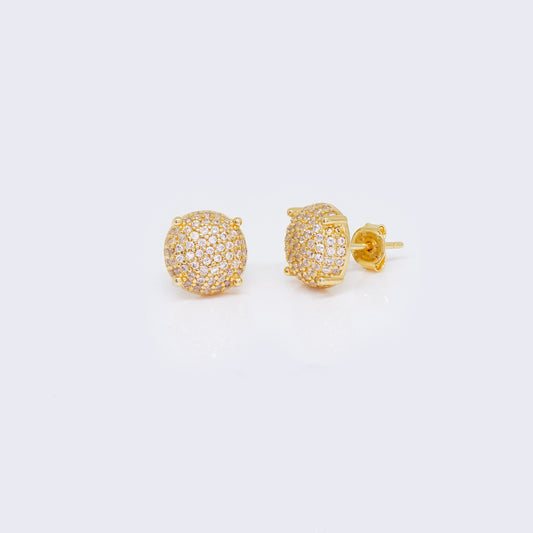14K Sugar Stacks Pave Cubic Zirconia Stud Earrings