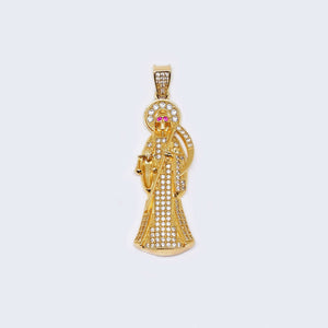 14K Gold Santa Muerte Cubic Zirconia Pendant Charm 14K Gold Santa Muerte Cubic Zirconia Pendant Charm