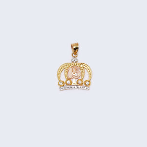 14K Gold Crown Sweet 15 with Cubic Zirconia Stones Pendant Charm 14K Gold Crown Sweet 15 with Cubic Zirconia Stones Pendant Charm
