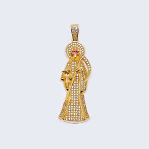 14K Gold Santa Muerte Cubic Zirconia Pendant Charm 14K Gold Santa Muerte Cubic Zirconia Pendant Charm