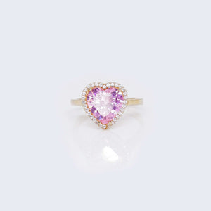 14K Gold Princess Pink Big Heart Cubic Zirconia Stones Ring 14K Gold Princess Pink Big Heart Cubic Zirconia Stones Ring