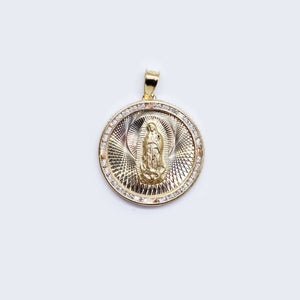 14K Virgen de Guadalupe Cubic Zirconia Pendant Charm 14K Virgen de Guadalupe Cubic Zirconia Pendant Charm