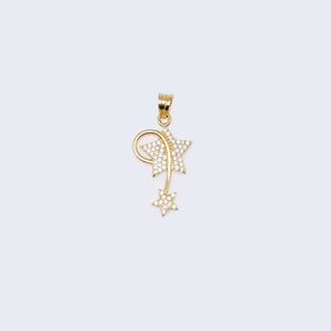 14K Gold Shooting Stars with Cubic Zirconia Stones Pendant Charm 14K Gold Shooting Stars with Cubic Zirconia Stones Pendant Charm