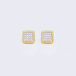 14K Cubic Zirconia Twisted Line Square Stud Earrings 14K Cubic Zirconia Twisted Line Square Stud Earrings