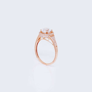 14K Rose Gold Round Engagement Ring with Cubic Zirconia 14K Rose Gold Round Engagement Ring with Cubic Zirconia