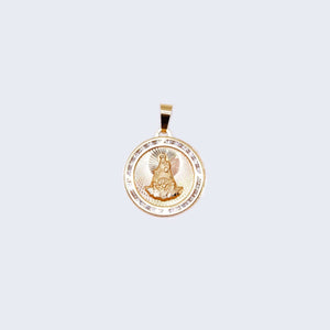 14K Gold Saint Barbara with Cubic Zirconia Stones Pendant Charm 14K Gold Saint Barbara with Cubic Zirconia Stones Pendant Charm
