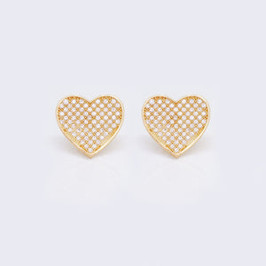 14K Micro Pave Cubic Zirconia Big Heart Stud Earrings 14K Micro Pave Cubic Zirconia Big Heart Stud Earrings
