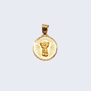 14K Gold Round Design Devine Child Pendant Charm 14K Gold Round Design Devine Child Pendant Charm