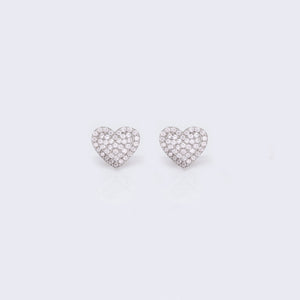 14K Double Layer Heart Cubic Zirconia Paved Stud Earrings 14K Double Layer Heart Cubic Zirconia Paved Stud Earrings