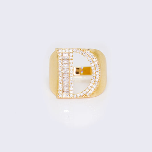 14K Men's Initial Letter Ring "D"