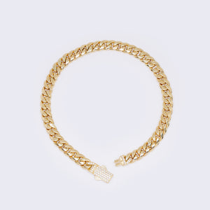 14K Yellow Gold Monaco Chain Cubic Zirconia Bracelet 10" 7mm Thickness 14K Yellow Gold Monaco Chain Cubic Zirconia Bracelet 10" 7mm Thickness