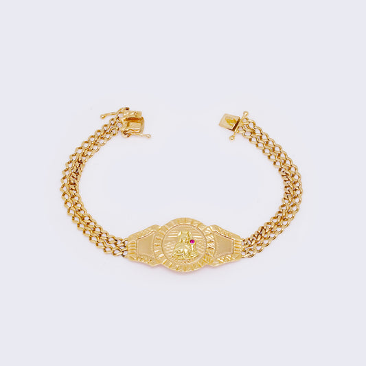 14K Gold Solid Double Cuban Chain Santa Barbara Bracelet 8"