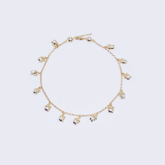 14K Elephant tri color Ankle Bracelet