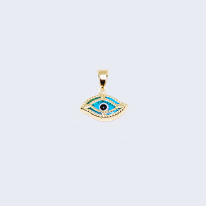 14K Gold Light Blue Evil Eye Pendant Charm 14K Gold Light Blue Evil Eye Pendant Charm