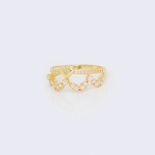 14K Cubic Zirconia Heart Crown Ring