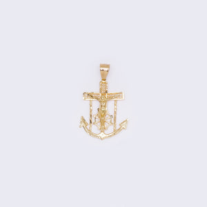 14K Jesus Body Anchor Diamond Cut Charm 14K Jesus Body Anchor Diamond Cut Charm