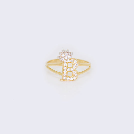 14K Ladies' Crown Initial Letter Ring "B"