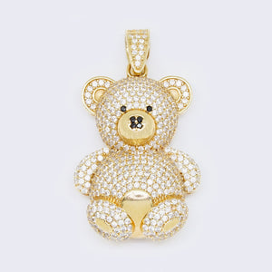 14K Black White Cubic Zirconia Teddy Bear Pendant 14K Black White Cubic Zirconia Teddy Bear Pendant