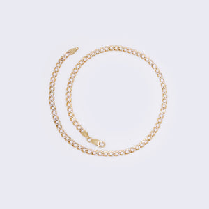 14K Yellow Gold Cuban Pave Chain Ankle Bracelet 12" 3.5mm Thickness 14K Yellow Gold Cuban Pave Chain Ankle Bracelet 12" 3.5mm Thickness