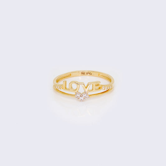 14K Cubic Zirconia Love & Heart Ring