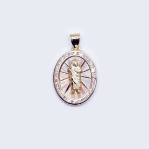 14K Saint Judas Tadeo Cubic Zirconia Pendant Charm 14K Saint Judas Tadeo Cubic Zirconia Pendant Charm