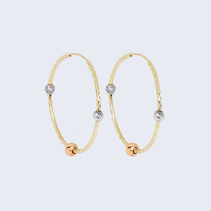 14K Gold Three Tones Hoop Earrings 14K Gold Three Tones Hoop Earrings