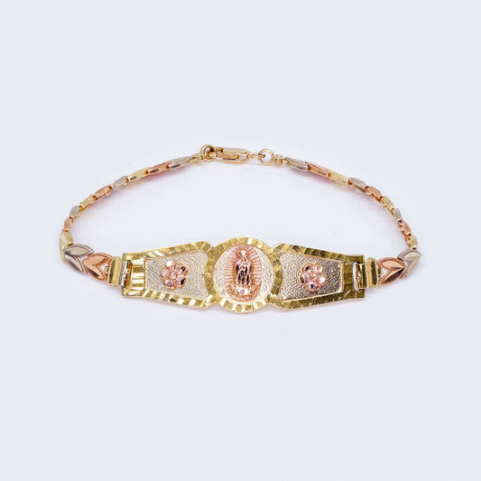 14K Three toned Gold Virgen de Guadalupe Bracelet