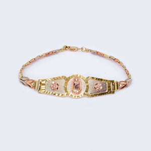 14K Three toned Gold Virgen de Guadalupe Bracelet 14K Three toned Gold Virgen de Guadalupe Bracelet