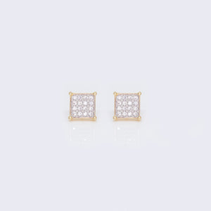 14K Cubic Zirconia Womens Round Diamond Square Earrings 14K Cubic Zirconia Womens Round Diamond Square Earrings