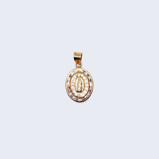10K Gold Virgen de Guadalupe with Cubic Zirconia Stones Pendant Charm