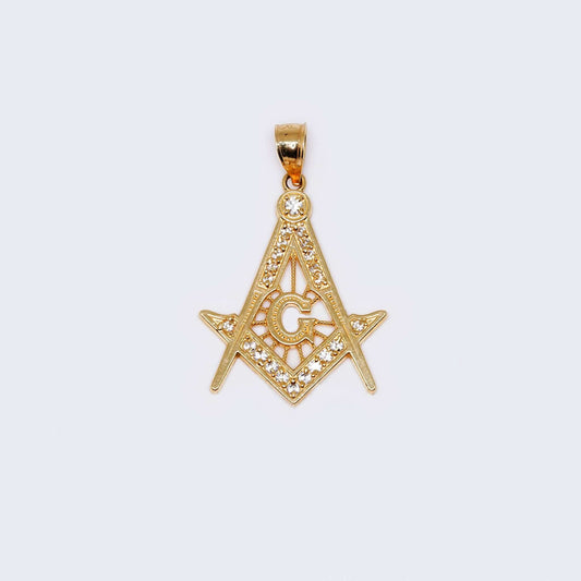 14K Gold Mason Figure Cubic Zirconia