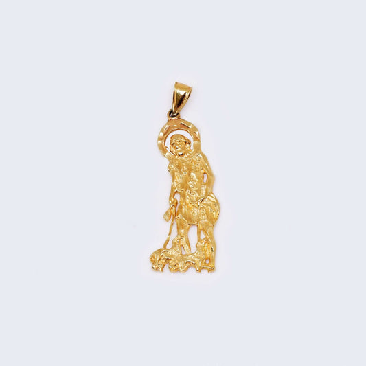 14K Gold Saint Lazarus Charm Pendant
