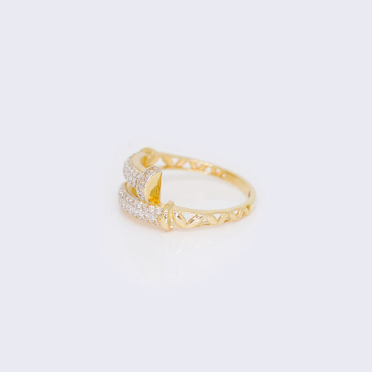 14K Cubic Zirconia Pave Nail Ring